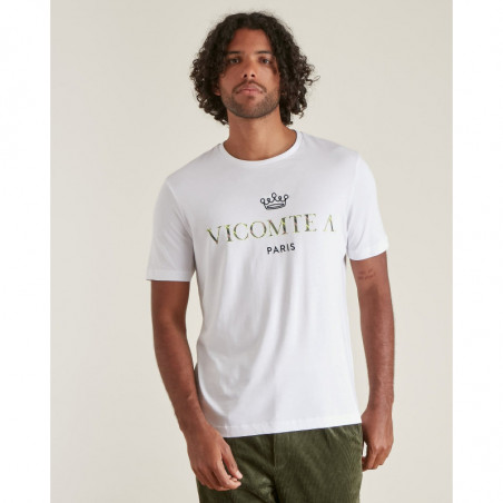 Tee-Shirt Brodé à Col Rond Vicomte A.